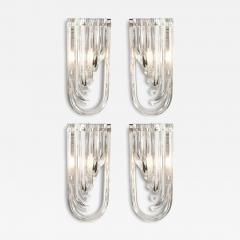 Set of 4 Modernist Hand Blown Translucent Murano Glass Ribbon Sconces - 4441160