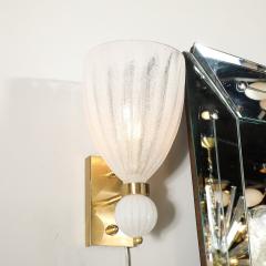 Set of 4 Modernist Handblown Murano Fluted Bullicante Glass Orbital Drop Sconces - 4438301