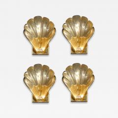 Set of 4 Modernist Handblown Murano Glass Shell Form Sconces W 24Kt Gold Flecks - 4441161