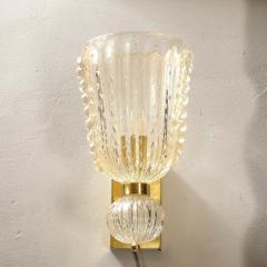 Set of 4 Modernist Handblown Ruffled Murano Glass Sconces W 24K Gold Fleck - 4403239