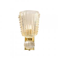 Set of 4 Modernist Handblown Ruffled Murano Glass Sconces W 24K Gold Fleck - 4403244