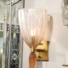 Set of 4 Modernist Handblown Spike Drop Iridescent Pink Murano Glass Sconces - 4438337