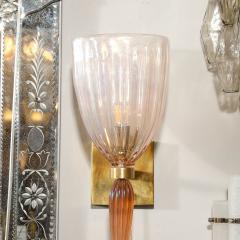 Set of 4 Modernist Handblown Spike Drop Iridescent Pink Murano Glass Sconces - 4438338