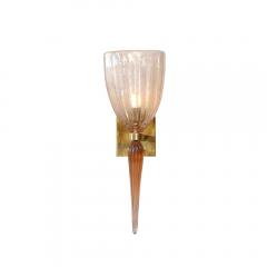 Set of 4 Modernist Handblown Spike Drop Iridescent Pink Murano Glass Sconces - 4438343