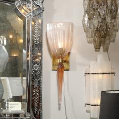 Set of 4 Modernist Handblown Spike Drop Iridescent Pink Murano Glass Sconces - 4438347