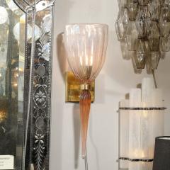 Set of 4 Modernist Handblown Spike Drop Iridescent Pink Murano Glass Sconces - 4438350