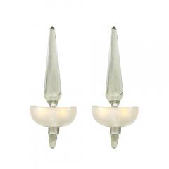 Set of 4 Modernist Murano Pearlescent Glass w 24K White Gold Obelisk Sconces - 4438375