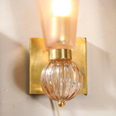 Set of 4 Modernist Orbital Drop Smoked Garnet Conical Murano Glass Sconces - 4438359