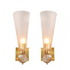 Set of 4 Modernist Orbital Drop Smoked Garnet Conical Murano Glass Sconces - 4438364