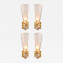 Set of 4 Modernist Orbital Drop Smoked Garnet Conical Murano Glass Sconces - 4441164