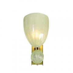 Set of 4 Modernist Pale Jade Hand blown Murano Glass Sconces W Brass Fitting - 4403214