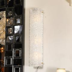 Set of 4 Modernist Rectangular Hand Blown Murano Mottled Glass Sconces w Brass - 4438218