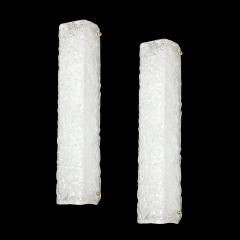 Set of 4 Modernist Rectangular Hand Blown Murano Mottled Glass Sconces w Brass - 4438219