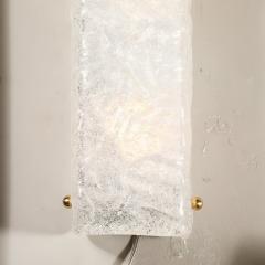 Set of 4 Modernist Rectangular Hand Blown Murano Mottled Glass Sconces w Brass - 4438220