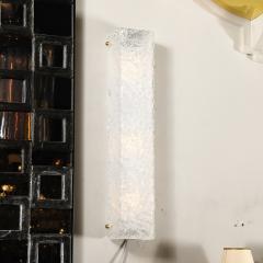 Set of 4 Modernist Rectangular Hand Blown Murano Mottled Glass Sconces w Brass - 4438221