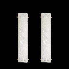 Set of 4 Modernist Rectangular Hand Blown Murano Mottled Glass Sconces w Brass - 4438224