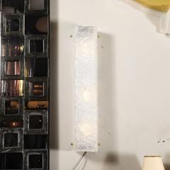 Set of 4 Modernist Rectangular Hand Blown Murano Mottled Glass Sconces w Brass - 4438225