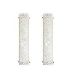 Set of 4 Modernist Rectangular Hand Blown Murano Mottled Glass Sconces w Brass - 4438226