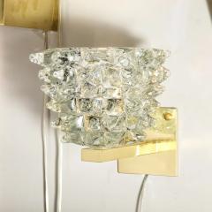 Set of 4 Modernist Transparent Rostrato Murano Glass Brass Sconces - 4438914