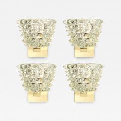 Set of 4 Modernist Transparent Rostrato Murano Glass Brass Sconces - 4441240