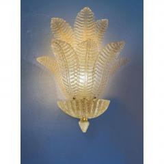 Set of 4 Murano Glass Wall Sconces in Venetian Gold Graniglia Leaf Design - 4754740