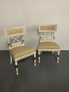 Set of 4 Neoclassical Gustavian Style Chairs Parcel Gilt and Painted Sphinx - 2560879