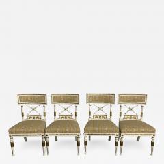 Set of 4 Neoclassical Gustavian Style Chairs Parcel Gilt and Painted Sphinx - 2562627