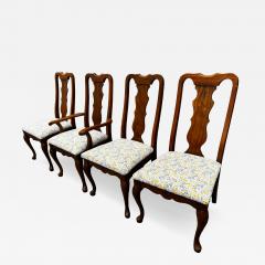 Set of 4 Oak Queen Anne Style Dining Chairs - 4483734