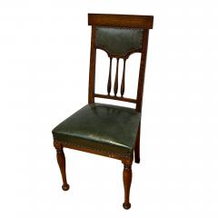 Set of 4 Oak and Leather Dining Chairs - 3126837