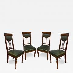 Set of 4 Oak and Leather Dining Chairs - 3130822
