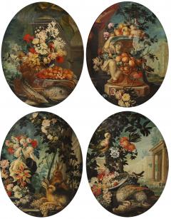 Set of 4 Oil Paintings Depicting The Four Seasons - 2294236