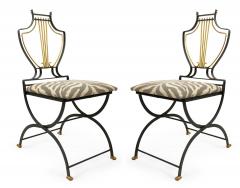 Set of 4 Outdoor American Art Moderne Lyre Side Chairs - 4169985