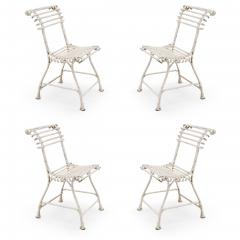 Set of 4 Outdoor Painted Iron Side Chairs - 4718057