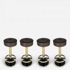 Set of 4 Pcs Mid Century Italian Brass Bar Stools Chairs - 3917308