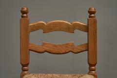 Set of 4 Razorblade Bar Stools in Solid Oak and Rush 1960s - 4468782