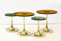 Set of 4 Round Bronze and Green Murano Glass and Brass Side Tables Italy 2021 - 2004463