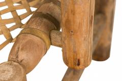 Set of 4 Rustic Adirondack Style Wood and Woven Gut Armchairs - 2798372