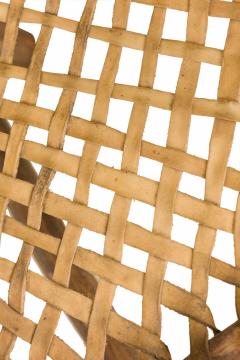 Set of 4 Rustic Adirondack Style Wood and Woven Gut Armchairs - 2798374