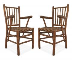 Set of 4 Rustic Old Hickory Arm Chairs - 4634103