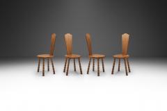 Set of 4 Sculptural Patinated Oak Spinning Chairs Europe ca early 20th century - 3248938
