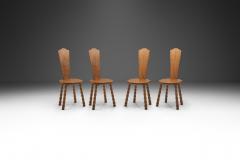 Set of 4 Sculptural Patinated Oak Spinning Chairs Europe ca early 20th century - 3248939
