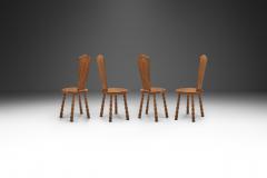 Set of 4 Sculptural Patinated Oak Spinning Chairs Europe ca early 20th century - 3248941