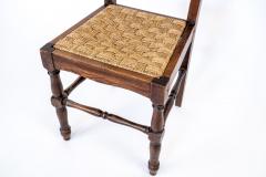 Set of 4 Vintage Dining Chairs with Woven Rope Seats and Backrests 1940s - 4543617