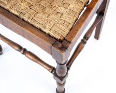 Set of 4 Vintage Dining Chairs with Woven Rope Seats and Backrests 1940s - 4543618