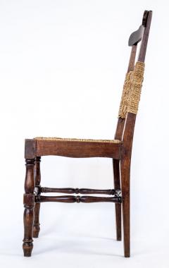 Set of 4 Vintage Dining Chairs with Woven Rope Seats and Backrests 1940s - 4543619