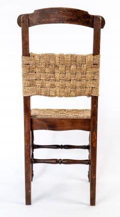 Set of 4 Vintage Dining Chairs with Woven Rope Seats and Backrests 1940s - 4543620