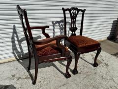 Set of 4 Vintage English Mahogany Chippendale Style Dining Chairs - 4398002