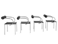 Set of 4 Vintage Modern Black Leather Tubular Metal Chairs - 4219894