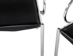 Set of 4 Vintage Modern Black Leather Tubular Metal Chairs - 4219899