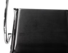 Set of 4 Vintage Modern Black Leather Tubular Metal Chairs - 4219901